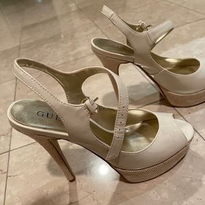 Guess white heels